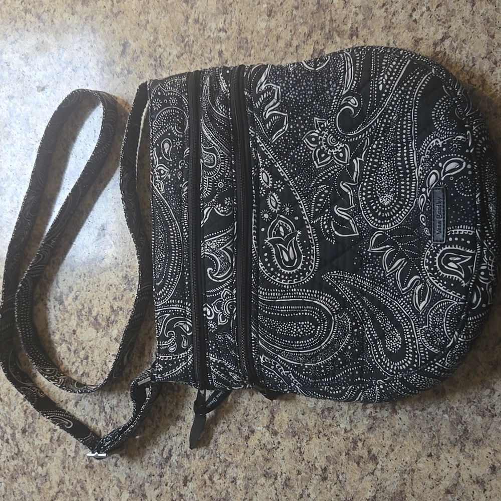 Vera Bradley Black and White Paisley Shoulder Crossbody Bag